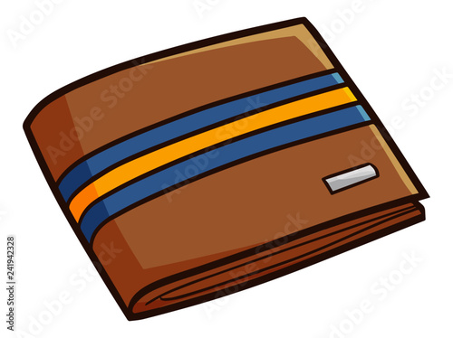 Cute and cool brown wallet with blue yellow color stripes