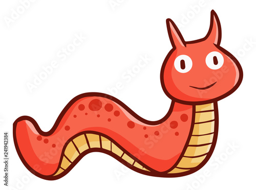Cute and funny pink worm smiling - vector