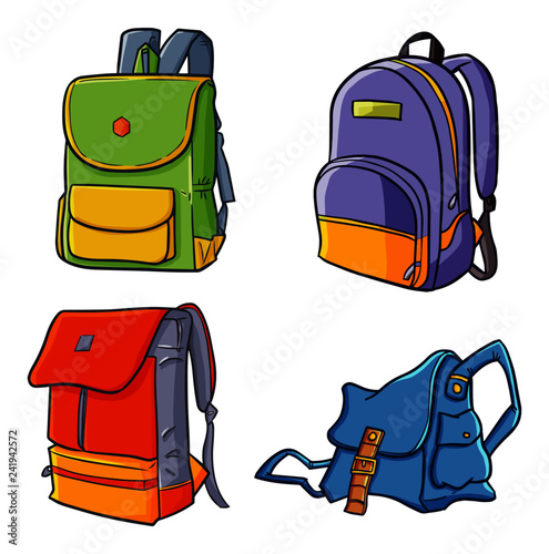 Cool and great fashionable backpack set for many activities - vector.