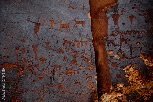 Sandstone covered in petroglyphs in southern utah