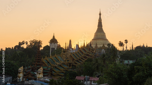 The Shwedagon Pagoda one of the most famous pagodas in the world the main attraction of Yangon. Myanmar   s capital city. Shwedagon referred in Myanmar as The crown of Burma
