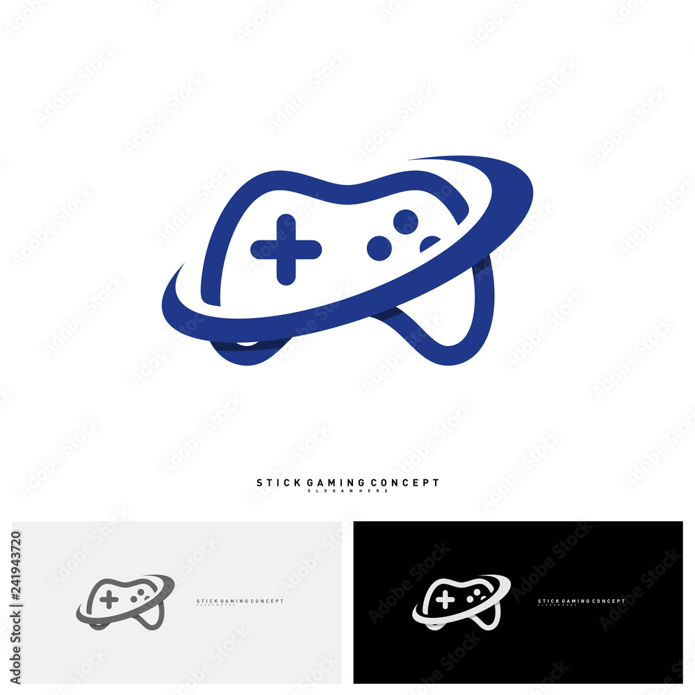 Joystick Game Logo Concept Template Design Vector. Game Planet logo Symbol - Vector