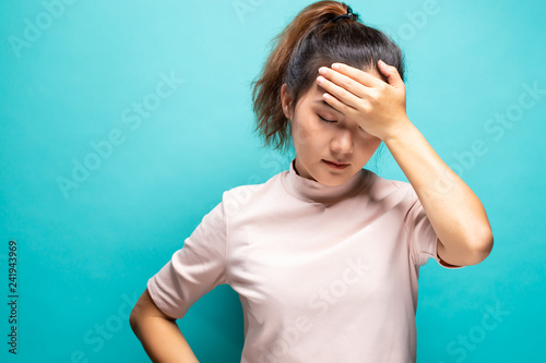 Woman suffering from head ache
