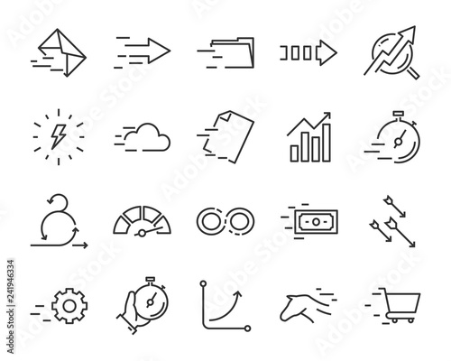 set of speed icon, such as, fast, run, send, boost, growth