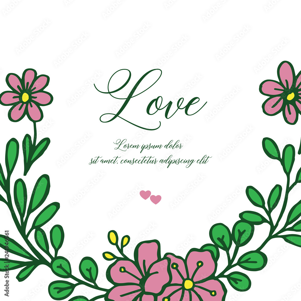 Floral frame border with Love quote vector art