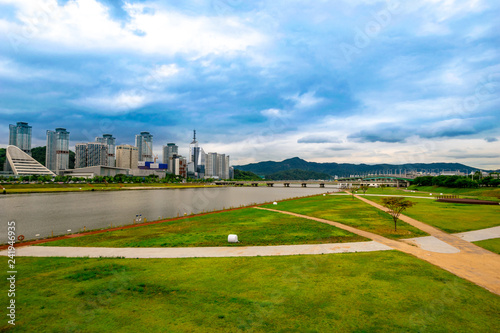 Daejeon's Gapcheon Stream and Cityscape, South Korea