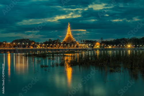 Public pond at night