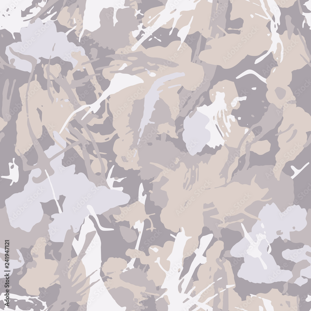 Tender camouflage pattern with paint strokes and splashes elements for  textile. Pastel color grunge camo wallpaper. Textile, sport and urban  clothes, wrapping paper. Abstract fashionable vector backgr Stock Vector |  Adobe Stock