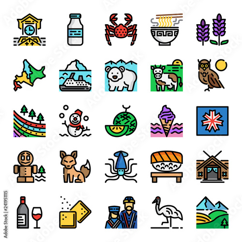 hokkaido pixel perfect color line icons