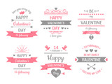 Valentines day label. Vintage valentine card banner, love frame and retro love wishes greeting cards vector illustration set