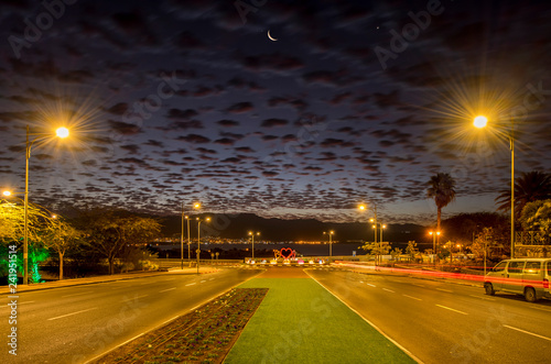 Morning at a street leading to the Red Sea, Israel