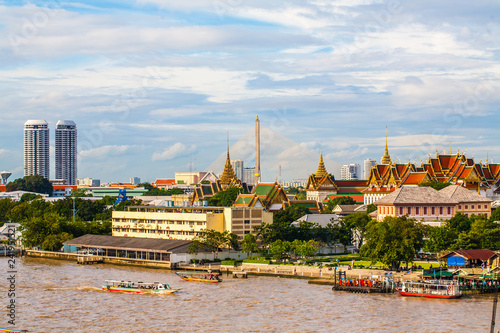 Bangkok city building with grand palace temple in center