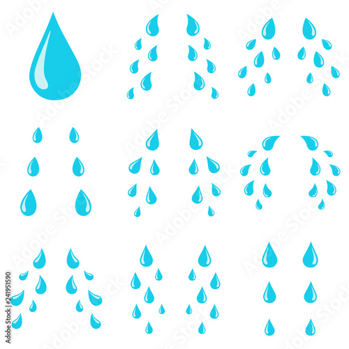 Tears drops. Sorrow weeping cry streams, tear blob or sweat drop. Stream of crying wet eyes tears isolated vector cartoon illustration