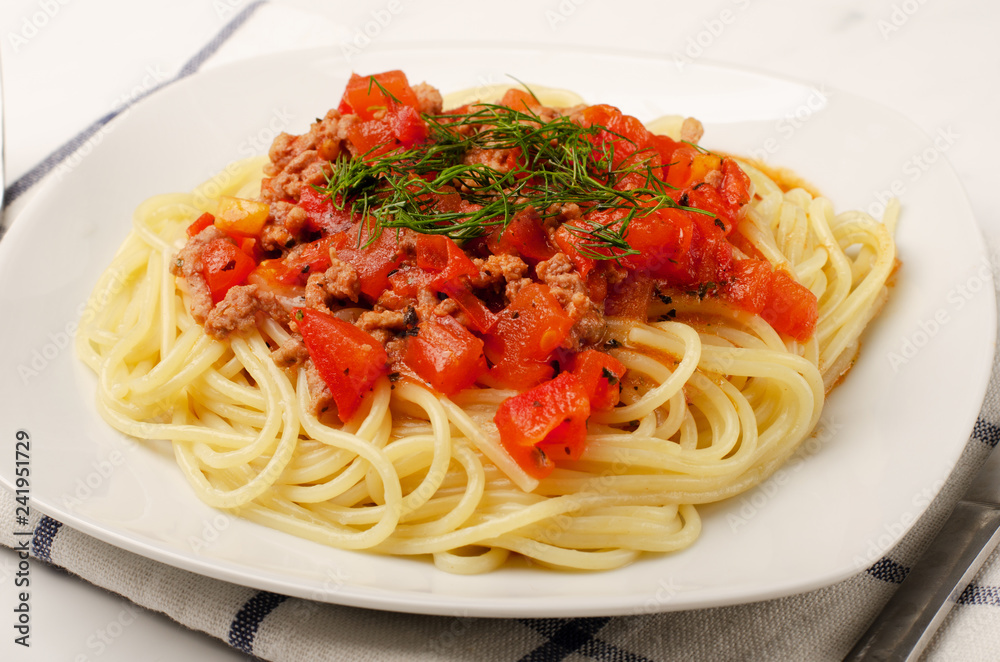 Spaghetti bolognese on a plate Spaghetti bolognese on a plate
