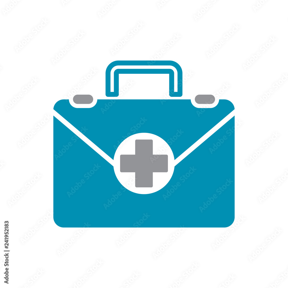 First aid kit icon grey and blue on white background for graphic and web design, Modern simple vector sign. Internet concept. Trendy symbol for website design web button or mobile app First aid kit icon grey and blue on white background for graphic and web design, Modern simple vector sign. Internet concept. Trendy symbol for website design web button or mobile app