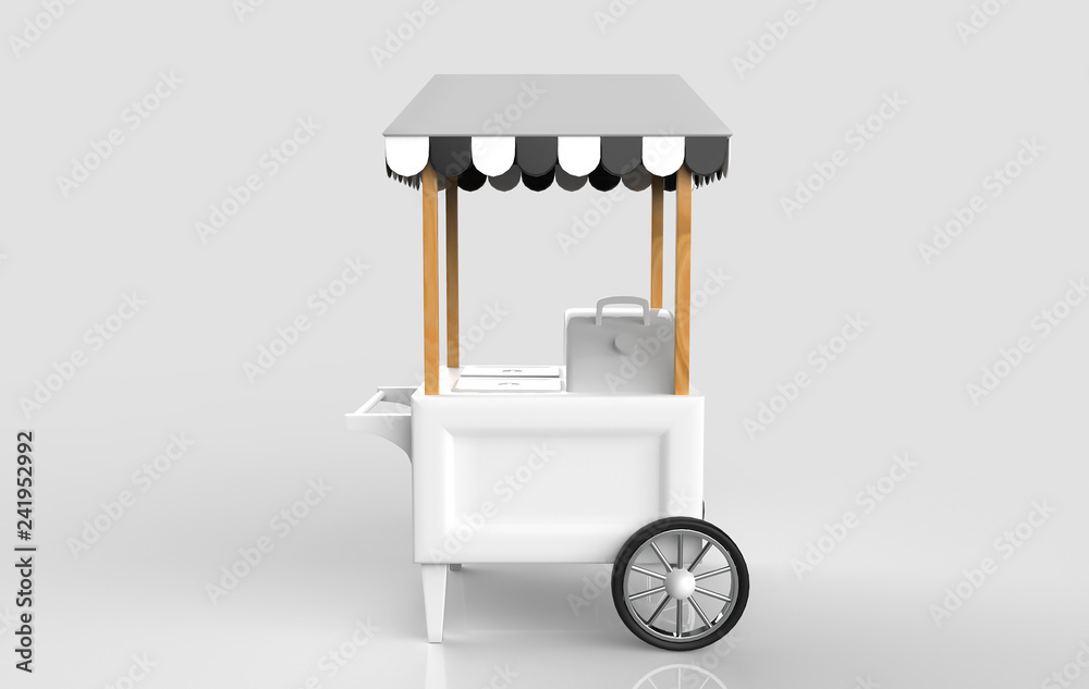 food Trolley Cart on a white background. 3d Rendering food Trolley Cart on a white background. 3d Rendering