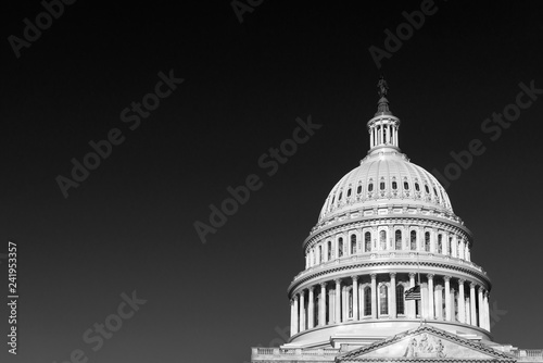 The United States Capitol building at sunrise in Black and white, Washington DC