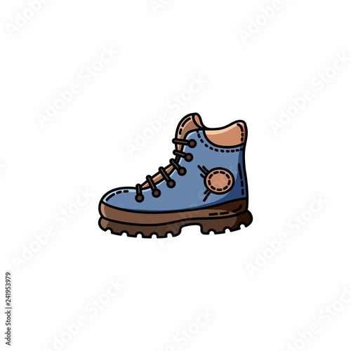 Hiking boot flat vector icon for web