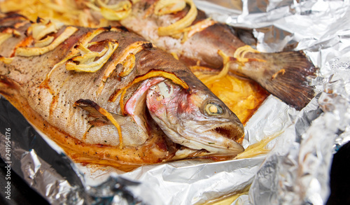 Fish baked in foil in the oven