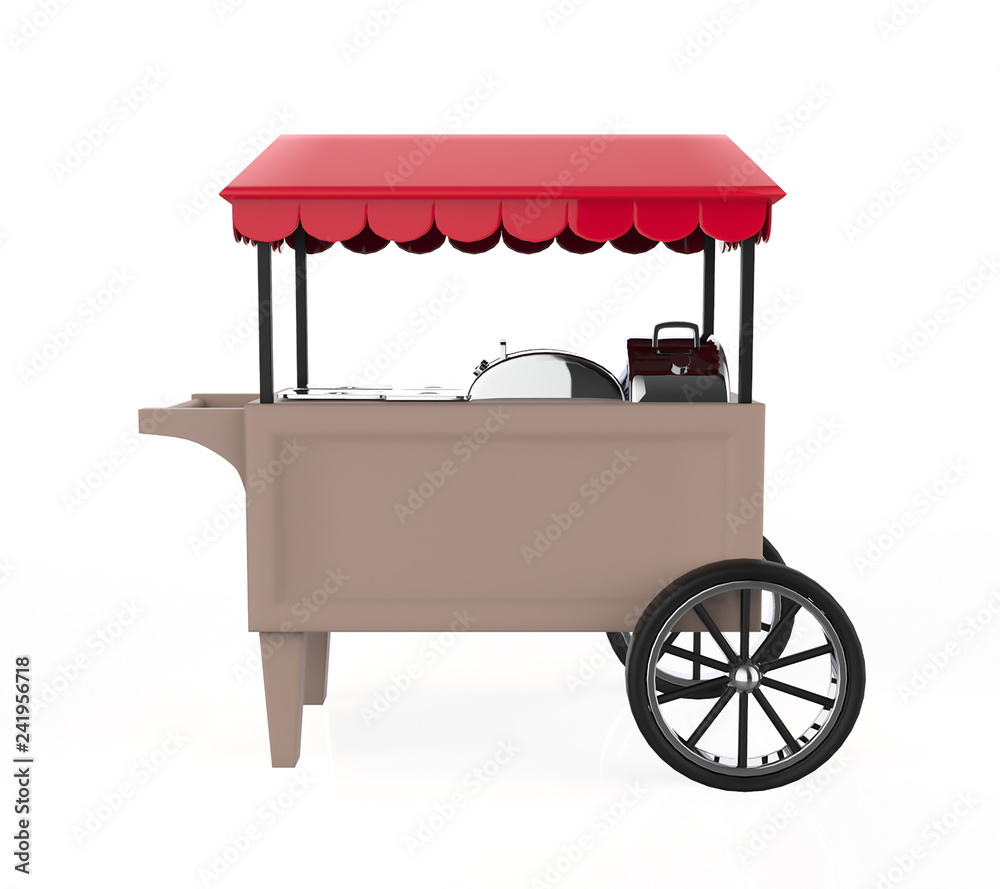 food Trolley Cart on a white background. 3d Rendering food Trolley Cart on a white background. 3d Rendering