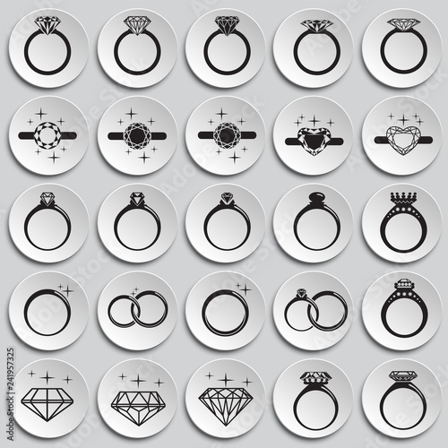 Rings icon set on plates background for graphic and web design, Modern simple vector sign. Internet concept. Trendy symbol for website design web button or mobile app