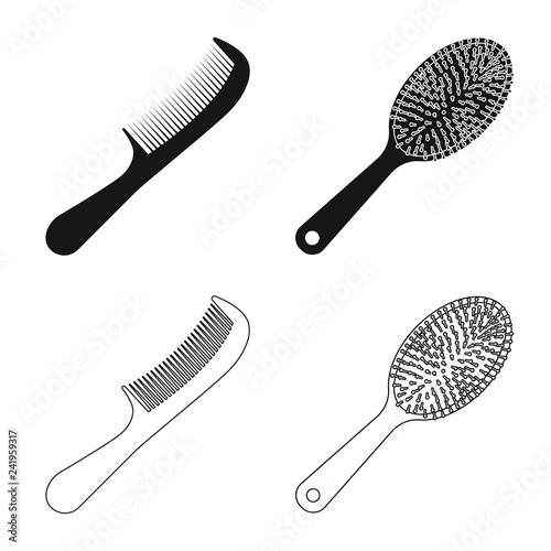 Vector illustration of brush and hair icon. Collection of brush and hairbrush stock vector illustration.