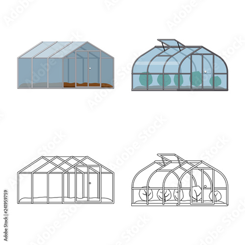 Isolated object of greenhouse and plant logo. Collection of greenhouse and garden stock vector illustration.