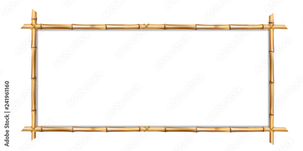 Fototapeta Prostokątna brązowa bambusowa ramka z miejscem na tekst
