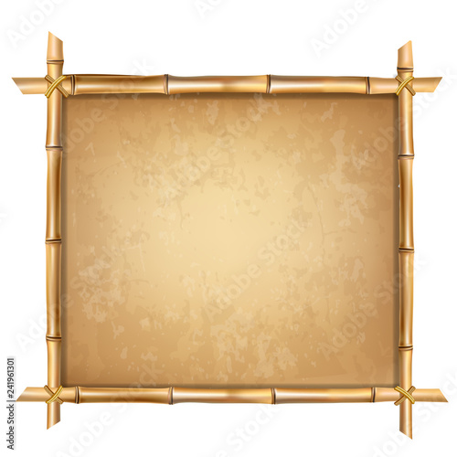 brown bamboo sticks frame with old papyrus background