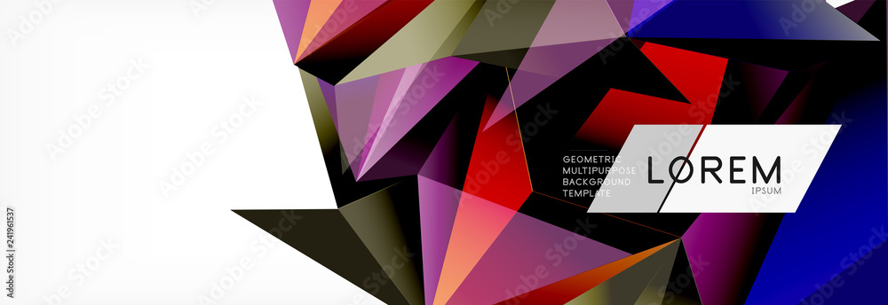 Naklejka 3d card on light backdrop. Abstract triangle pattern. Futuristic geometric background.