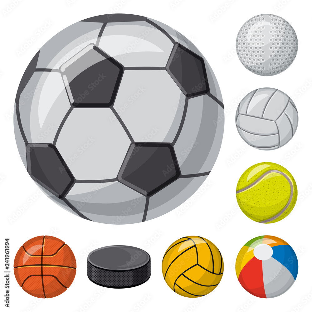 Vector illustration of sport and ball icon. Set of sport and athletic stock symbol for web.