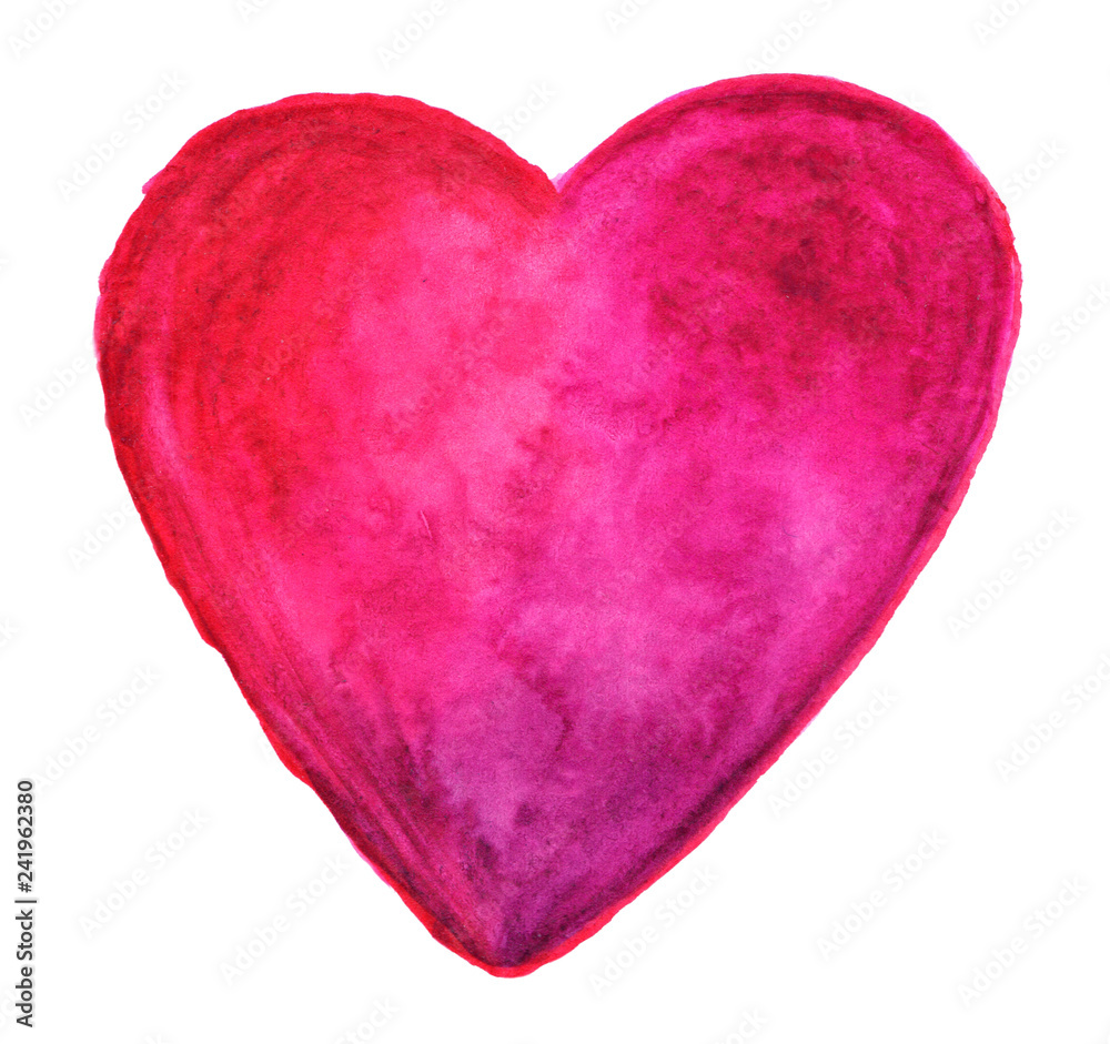 Purple-pink heart in watercolor