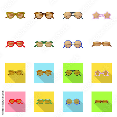 Isolated object of glasses and sunglasses sign. Set of glasses and accessory vector icon for stock.