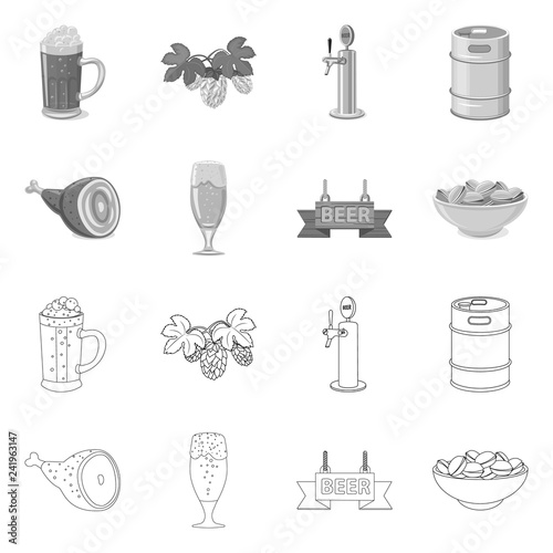 Vector illustration of pub and bar sign. Set of pub and interior stock symbol for web.