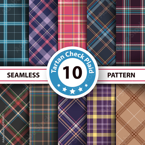 Classic tartan, Merry Christmas seamless patterns.