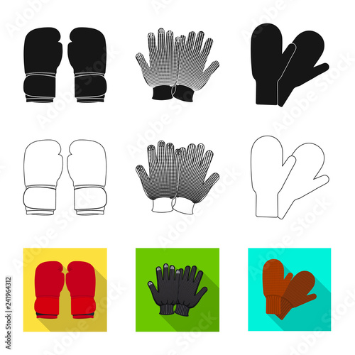 Isolated object of glove and winter logo. Collection of glove and equipment stock vector illustration.