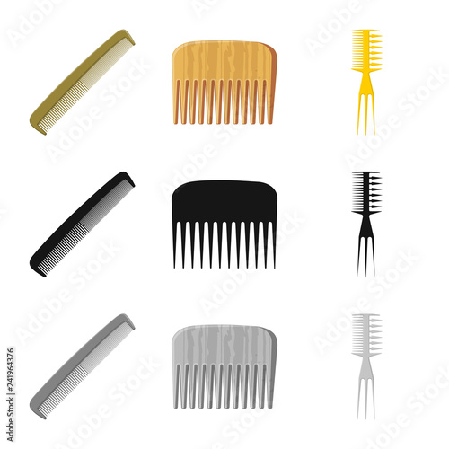 Isolated object of brush and hair icon. Collection of brush and hairbrush stock symbol for web.