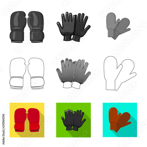 Vector illustration of glove and winter logo. Collection of glove and equipment stock vector illustration.