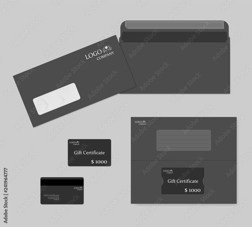 Gift certificate magnetic stripe card with holder and envelope - template Gift certificate magnetic stripe card with holder and envelope - template