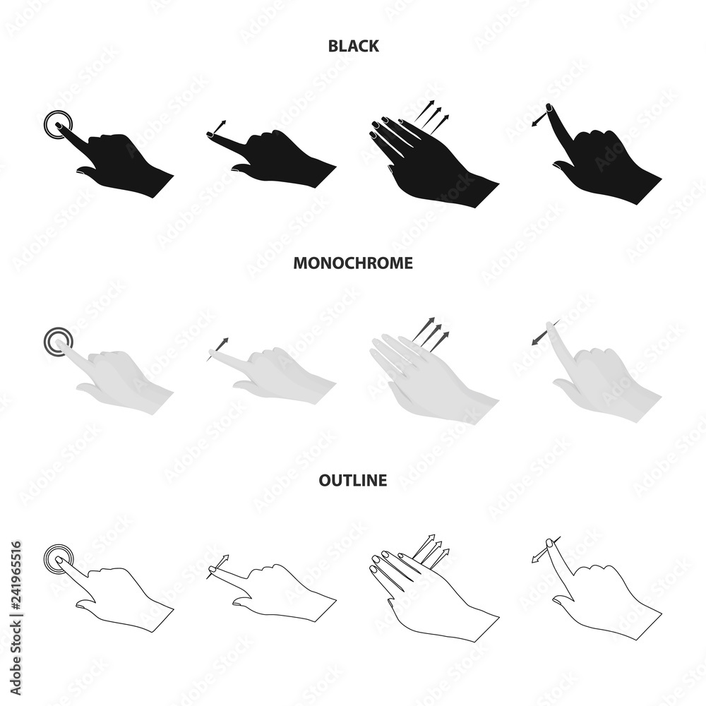 Fototapeta premium Isolated object of touchscreen and hand icon. Set of touchscreen and touch stock symbol for web.