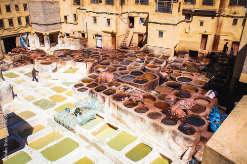 Tanneries of Fes Morocco, Africa Old tanks of the Fez's tannerie