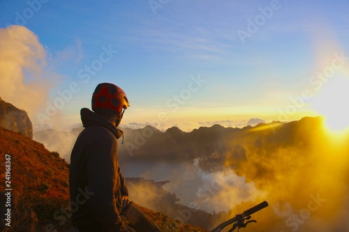 Mount Rinjani Volcano sunset bike