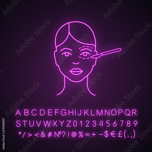 Blepharoplasty neon light icon