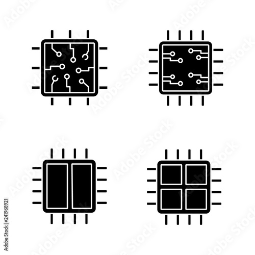 Processors glyph icons set