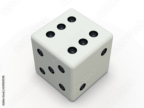 White playing dice isolated on white background. 3D