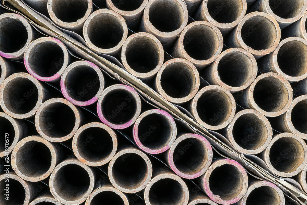 Detail of a fireworks battery. Detail of a fireworks battery.