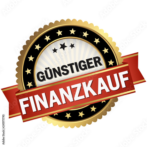 button with red banner günstiger Finanzkauf
