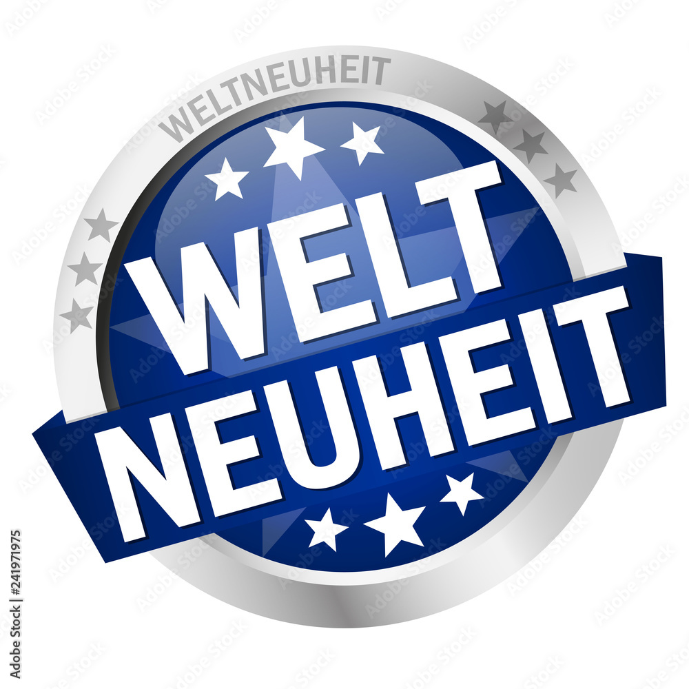 Button with banner Weltneuheit Button with banner Weltneuheit