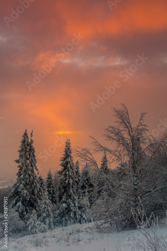 Wschód słońca Jaworzyna Krynicka,Beskid Sądecki.