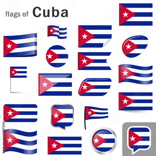 flags with country colors of Cuba